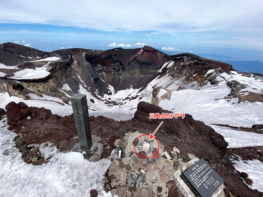 富士山剣ヶ峰・三角点とドアラのソロショット！