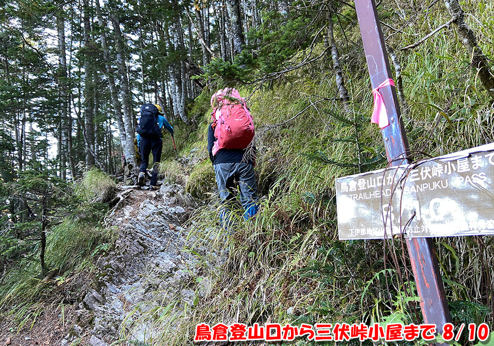 鳥倉登山口から三伏峠小屋まで 8/10