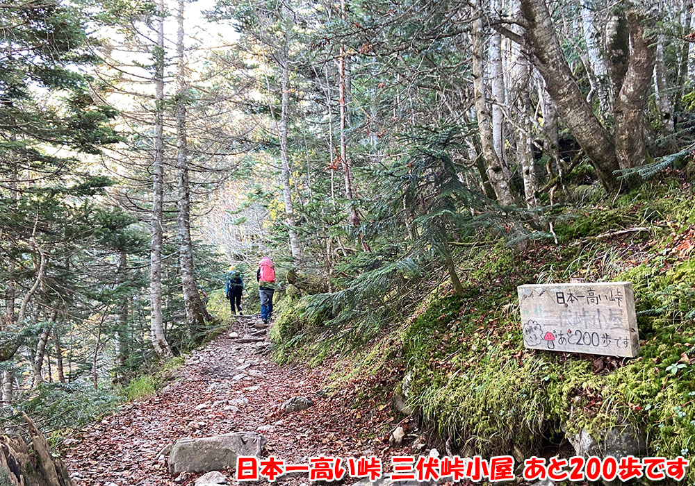 日本一高い峠 三伏峠小屋 あと200歩です