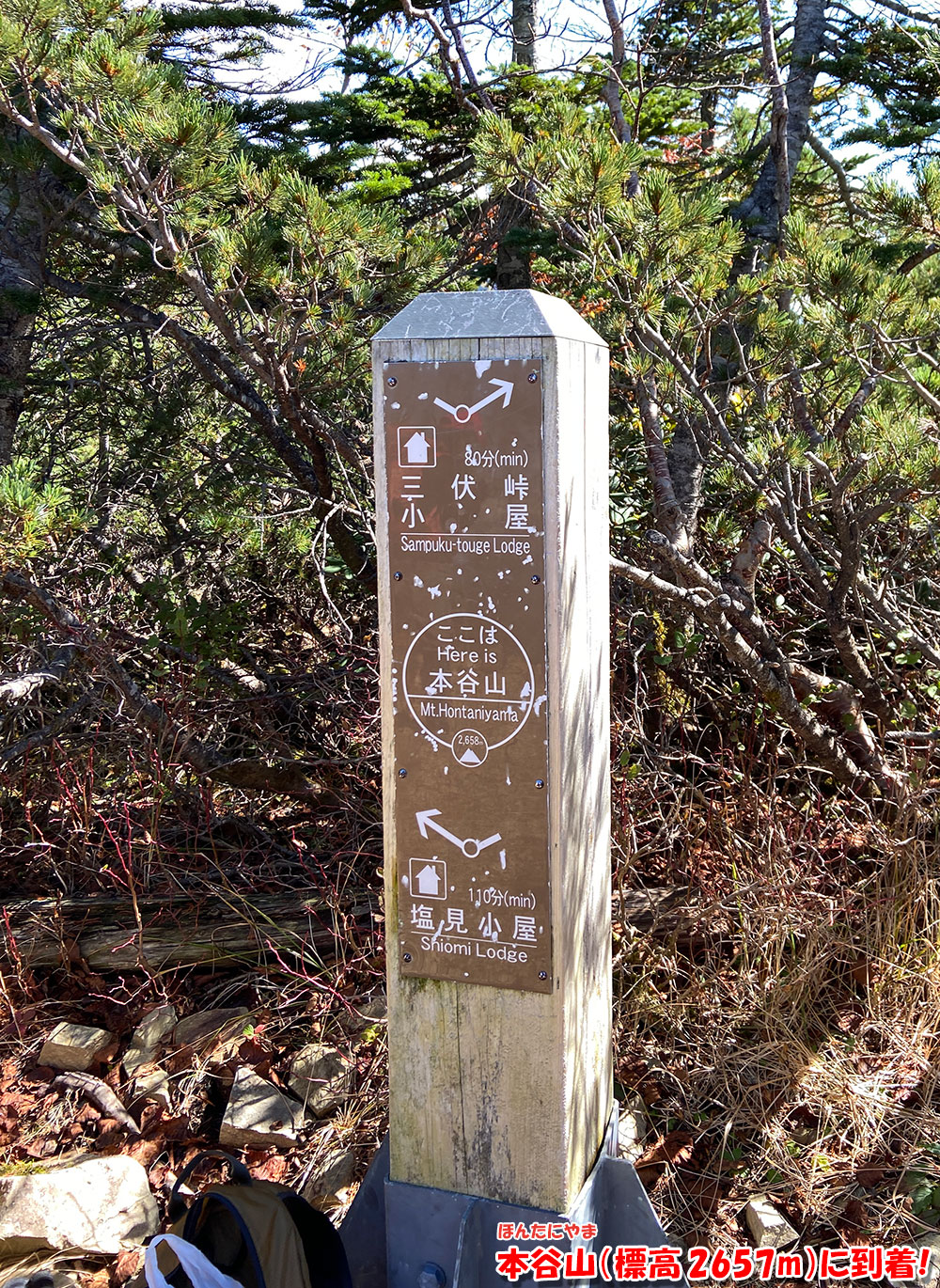 本谷山（標高 2657m）に到着!